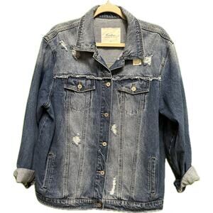 KanCan Distressed Denim Jacket Light Wash Size 0X NWT